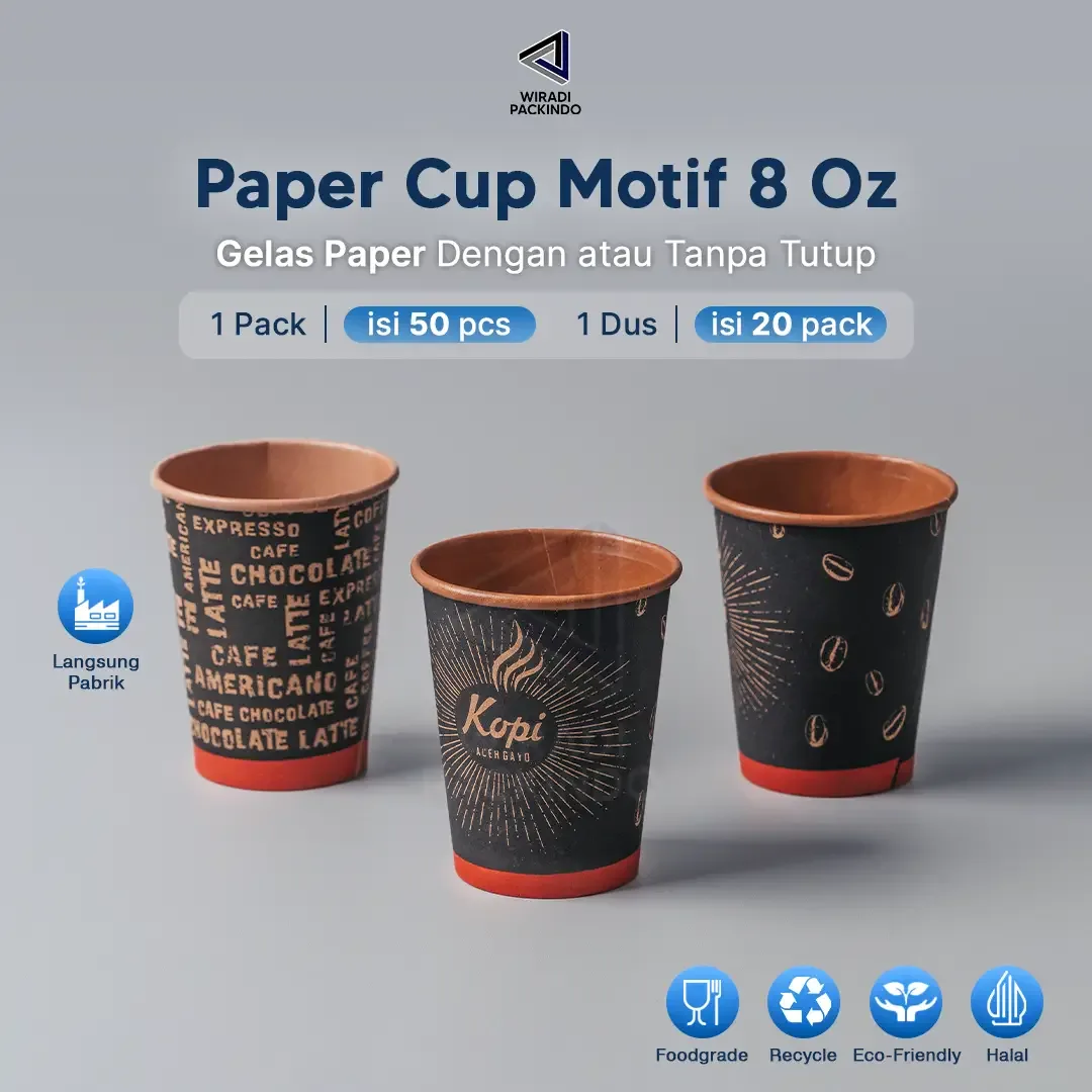 Paper Cup Kraft Motif
