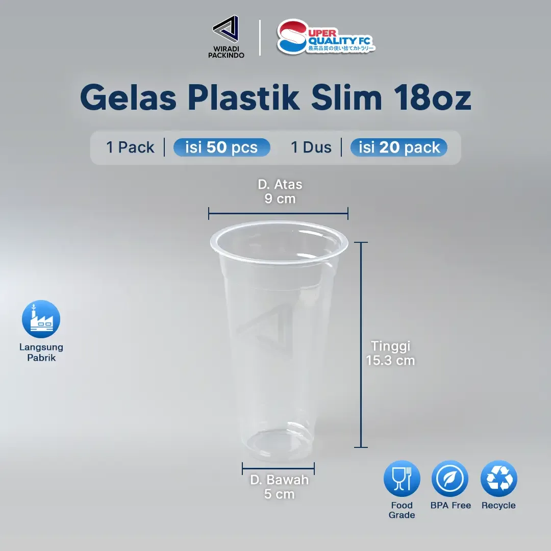 Gelas Plastik Datar Slim