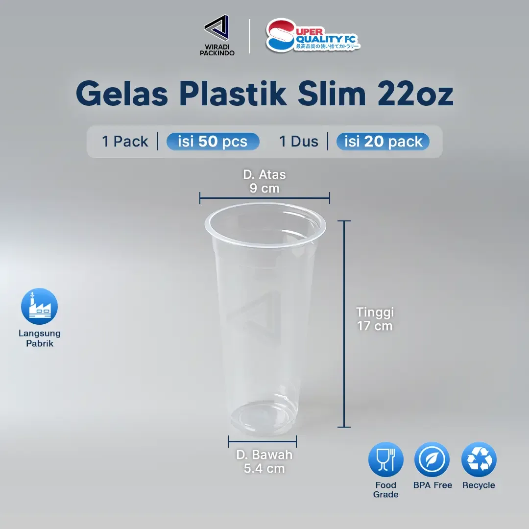 Gelas Plastik Datar Slim